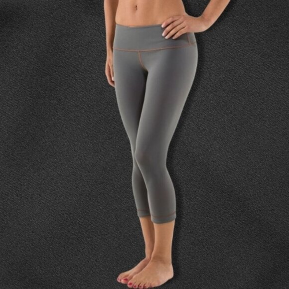 Lululemon Wunder Under Reversible Leggings Hidden Pocket Pizzazz Orange Gray W 4 - Picture 1 of 7